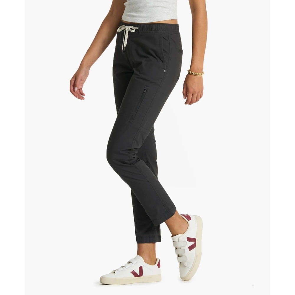 Vuori Womens Ripstop Slim Pant in Charcoal Midrise Drawstring Organic Cotton - Picture 2 of 13